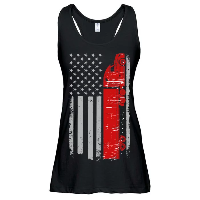 US Truck Driver USA Flag Ladies Essential Flowy Tank