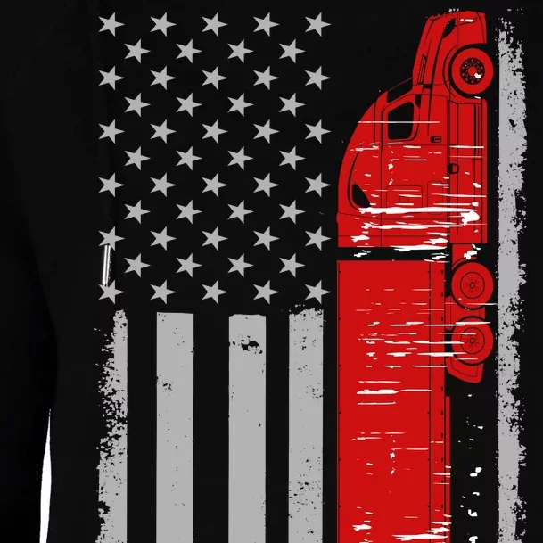 US Truck Driver USA Flag Womens Funnel Neck Pullover Hood