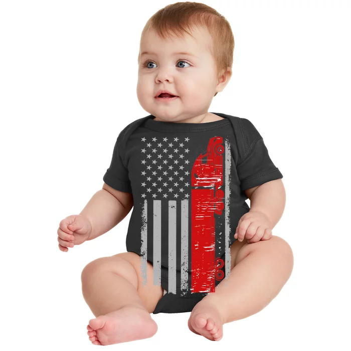 US Truck Driver USA Flag Baby Bodysuit