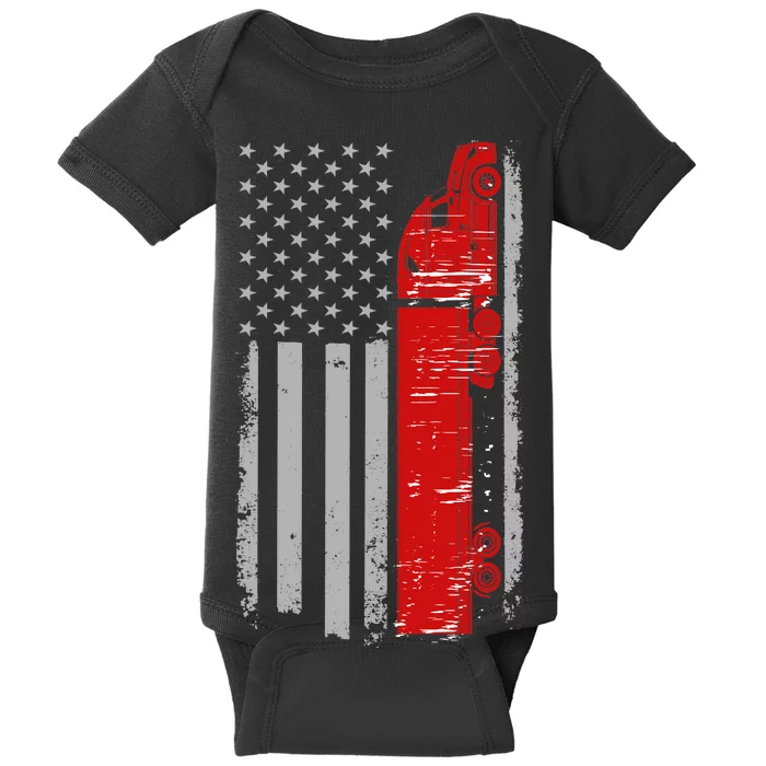 US Truck Driver USA Flag Baby Bodysuit