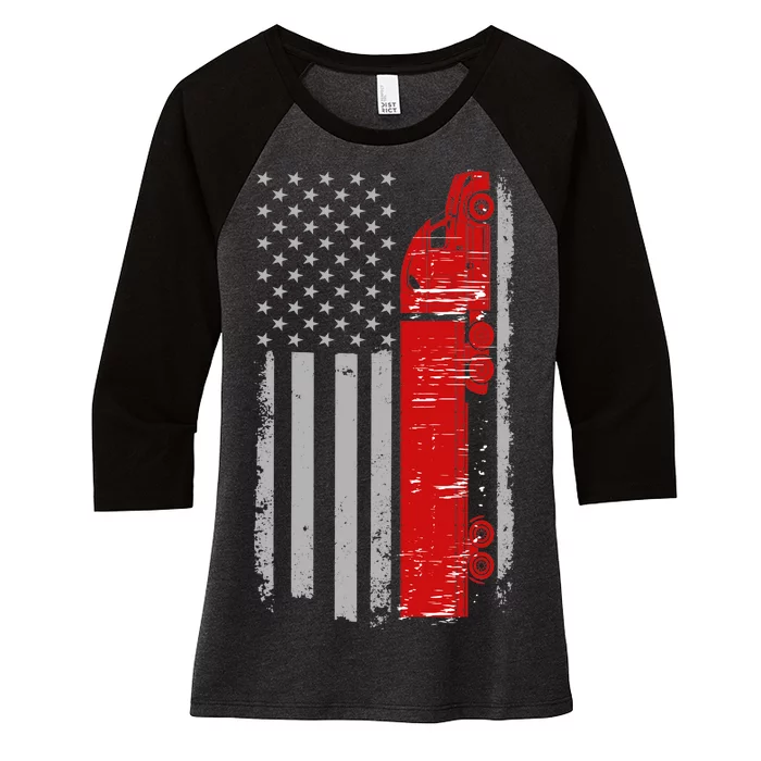 US Truck Driver USA Flag Women's Tri-Blend 3/4-Sleeve Raglan Shirt