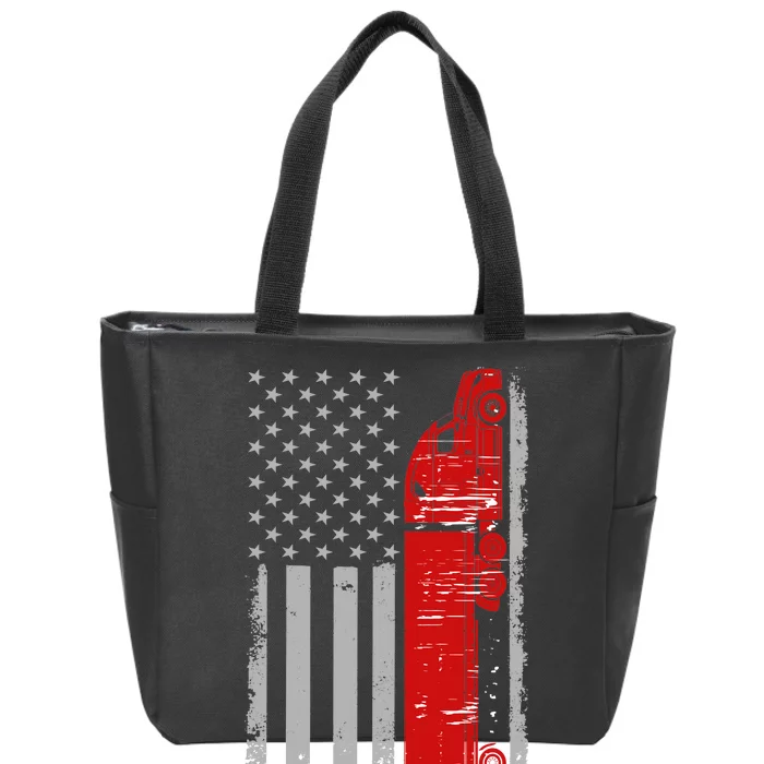 US Truck Driver USA Flag Zip Tote Bag