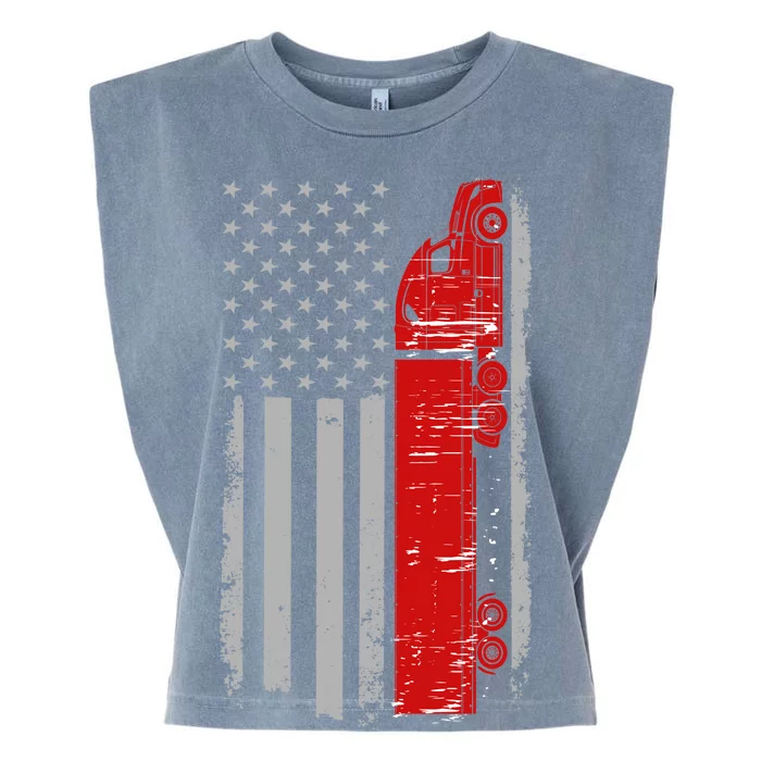 US Truck Driver USA Flag Garment-Dyed Women's Muscle Tee