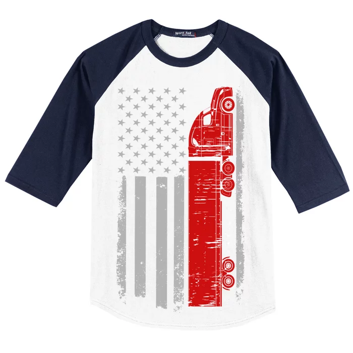 US Truck Driver USA Flag Baseball Sleeve Shirt