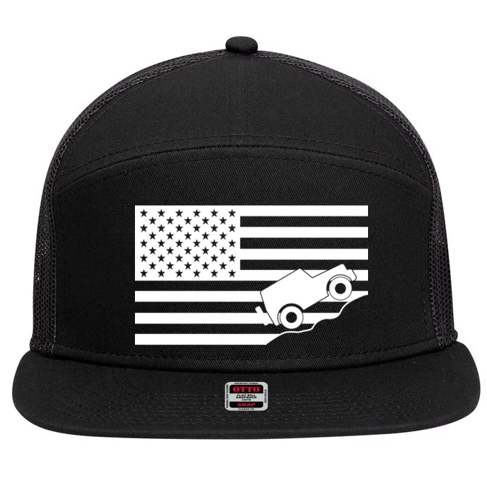 US Truck Simple Off-Roading Flag 7 Panel Mesh Trucker Snapback Hat