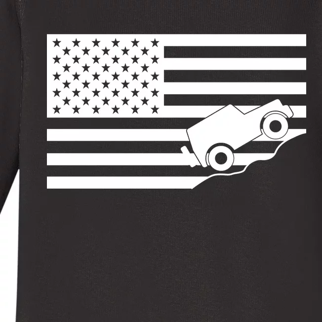 US Truck Simple Off-Roading Flag Baby Long Sleeve Bodysuit