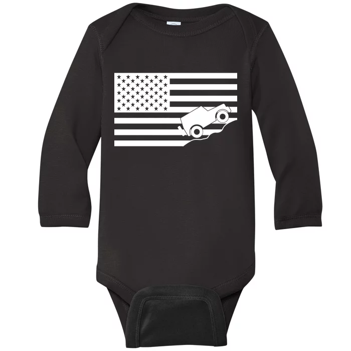 US Truck Simple Off-Roading Flag Baby Long Sleeve Bodysuit