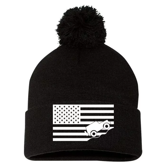 US Truck Simple Off-Roading Flag Pom Pom 12in Knit Beanie