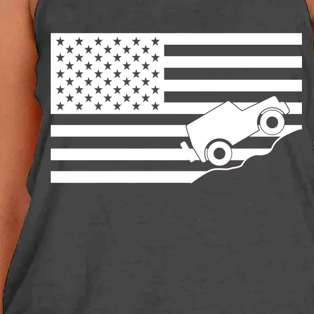 US Truck Simple Off-Roading Flag Women's Knotted Racerback Tank