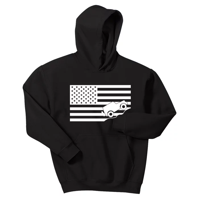 US Truck Simple Off-Roading Flag Kids Hoodie