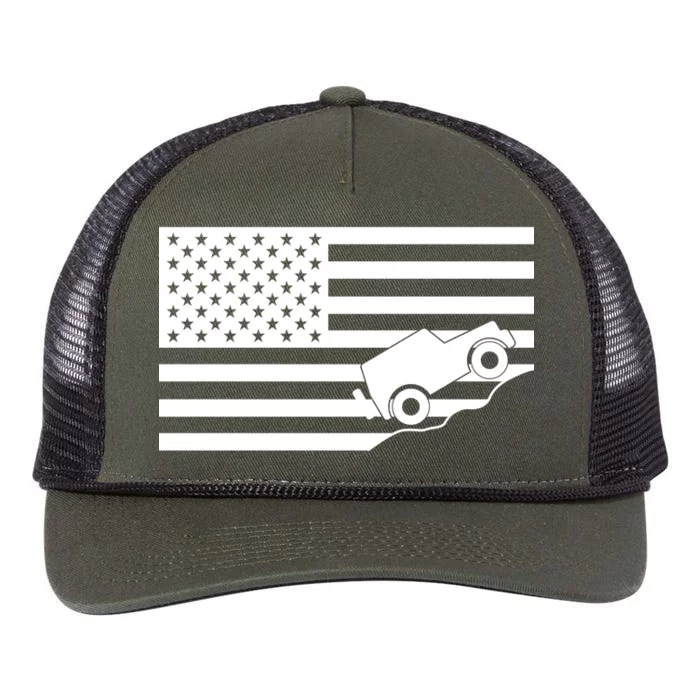 US Truck Simple Off-Roading Flag Retro Rope Trucker Hat Cap