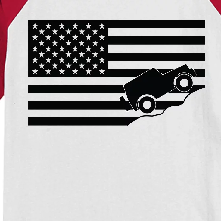 US Truck Simple Off-Roading Flag Kids Colorblock Raglan Jersey