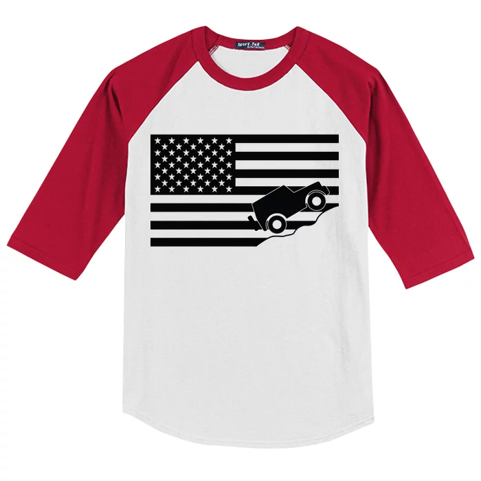 US Truck Simple Off-Roading Flag Kids Colorblock Raglan Jersey