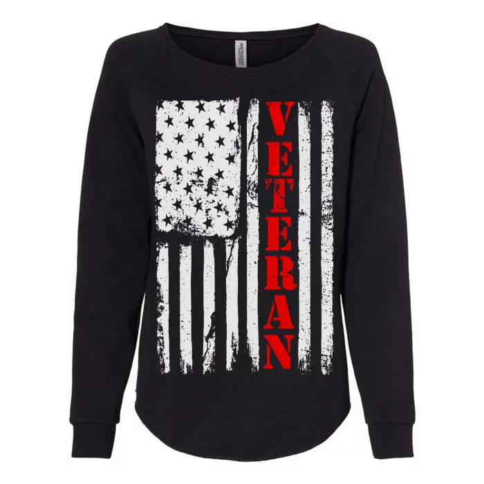 US Veterans Vintage American Flag Womens California Wash Sweatshirt