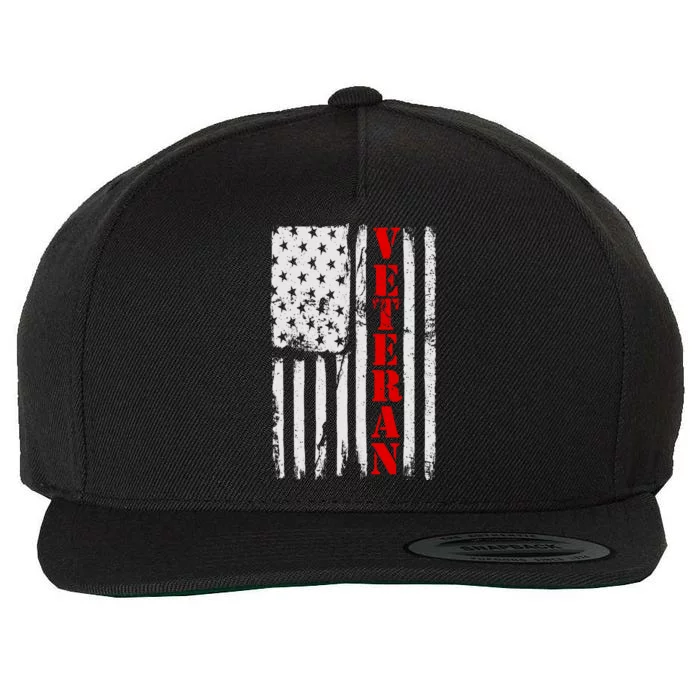 US Veterans Vintage American Flag Wool Snapback Cap