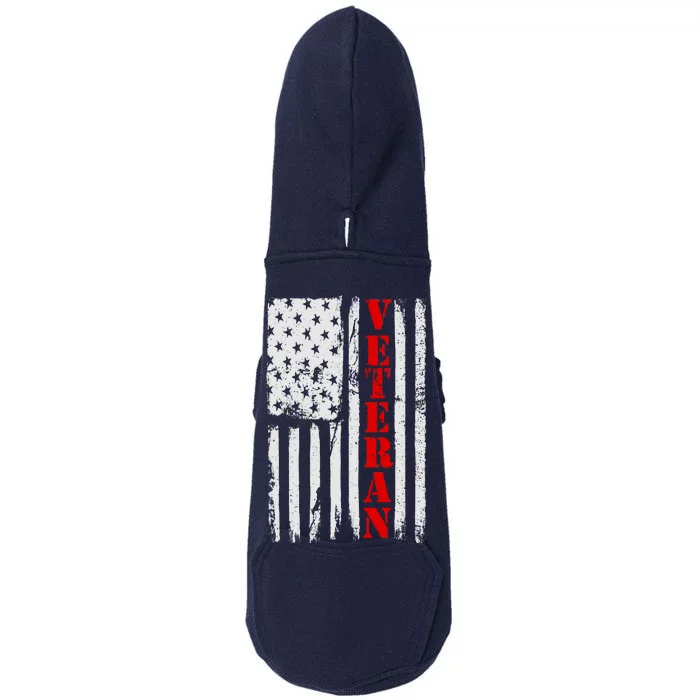 US Veterans Vintage American Flag Doggie 3-End Fleece Hoodie