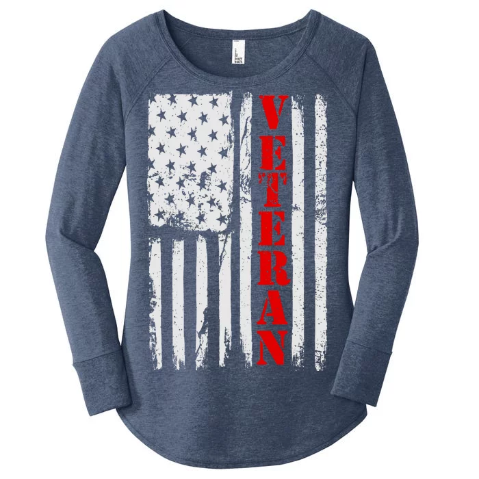 US Veterans Vintage American Flag Women's Perfect Tri Tunic Long Sleeve Shirt