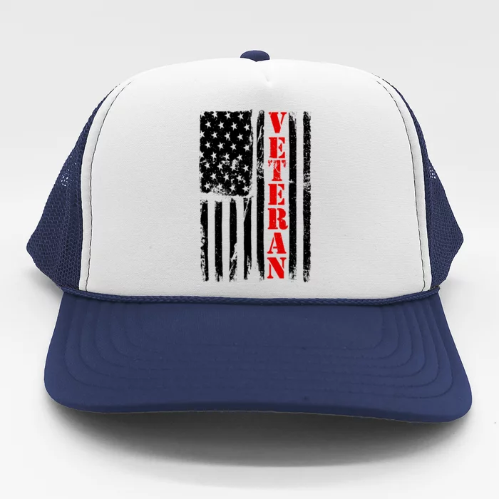 US Veterans Vintage American Flag Trucker Hat