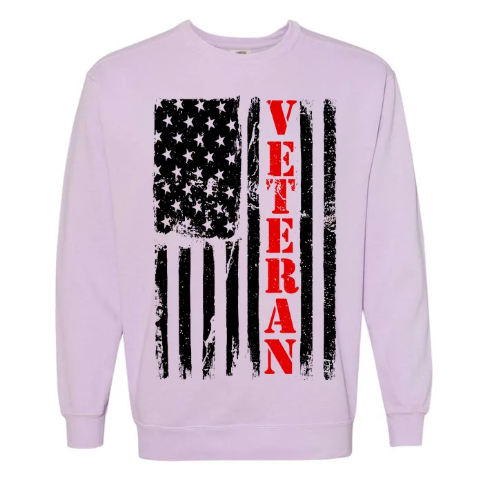 US Veterans Vintage American Flag Garment-Dyed Sweatshirt