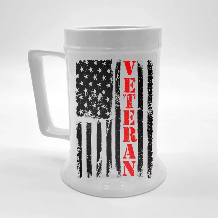 US Veterans Vintage American Flag Front & Back Beer Stein