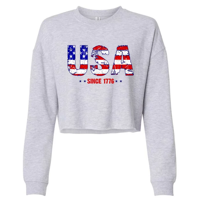 Usa Since 1776 Cropped Pullover Crew