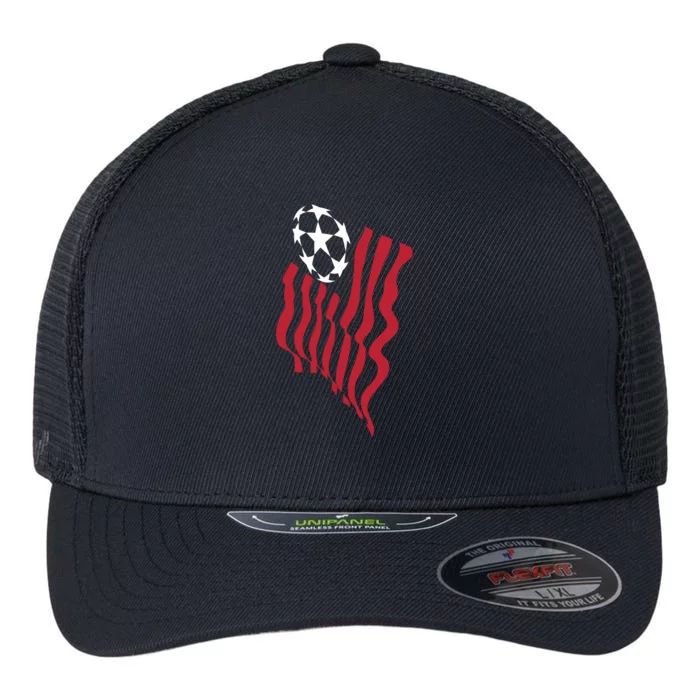 US Soccer Team Flag Ball USA Soccer Flexfit Unipanel Trucker Cap