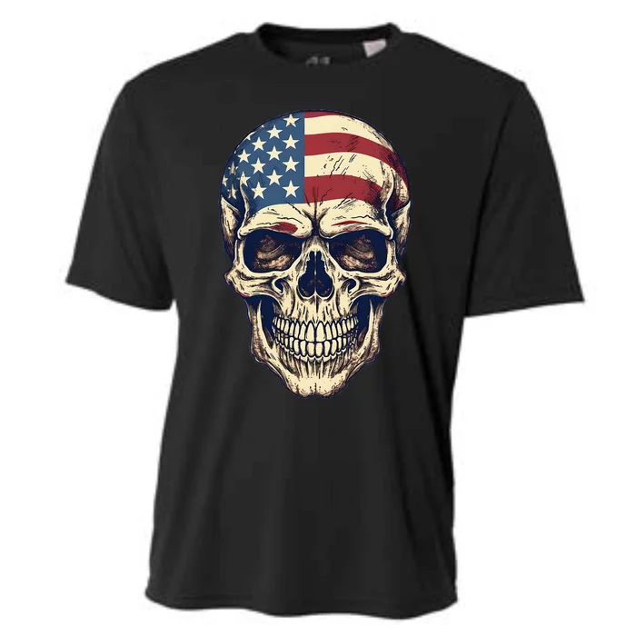 Usa Skull 4th Of Julay Scary Usa Skull Cooling Performance Crew T-Shirt