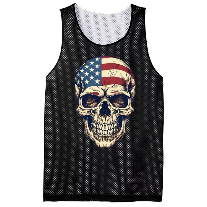 Usa Skull 4th Of Julay Scary Usa Skull Mesh Reversible Basketball Jersey Tank