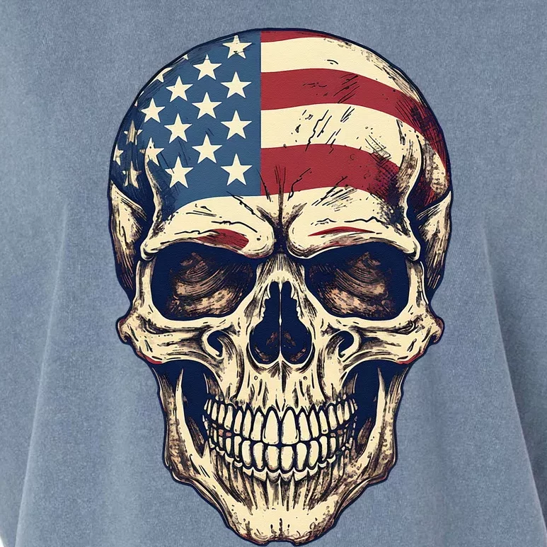 Usa Skull 4th Of Julay Scary Usa Skull Garment-Dyed Women's Muscle Tee