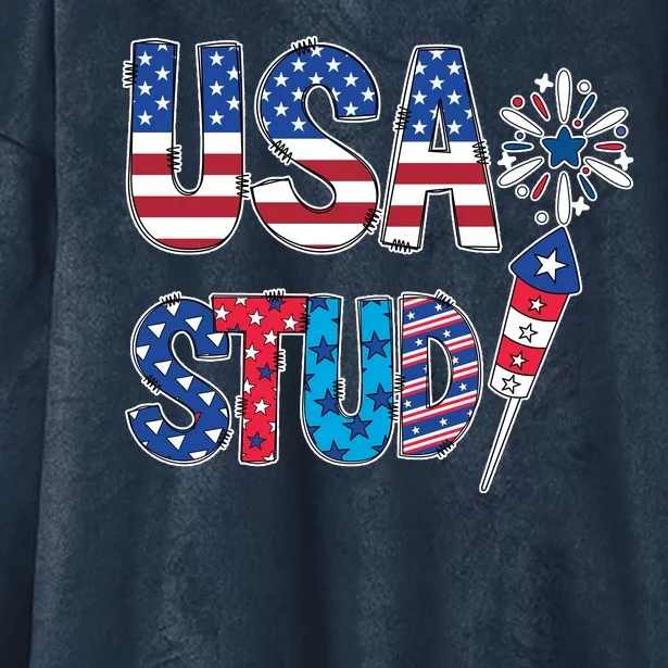 USA Stud 4th Of July Firework Cute Hooded Wearable Blanket