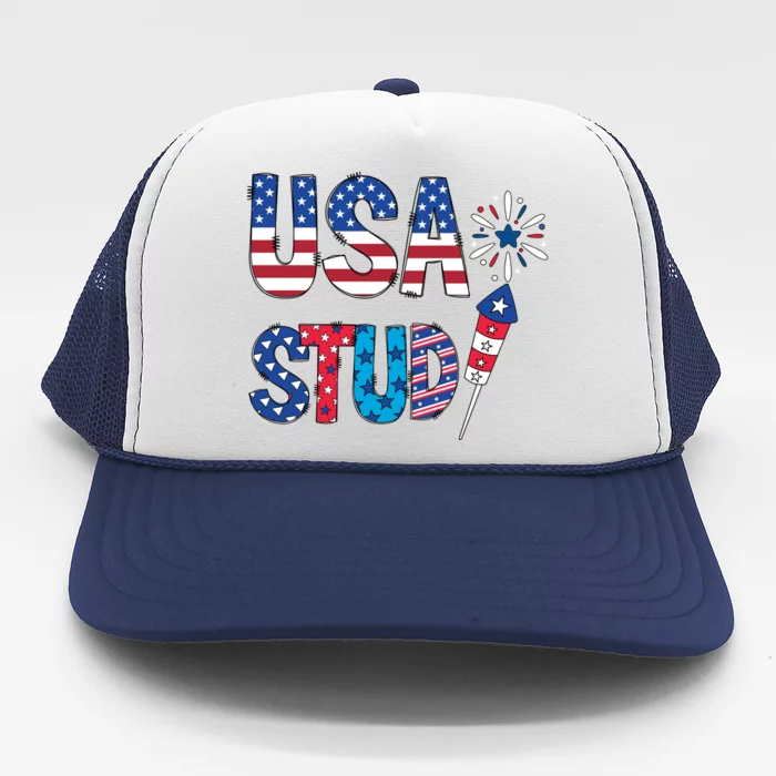 USA Stud 4th Of July Firework Cute Trucker Hat