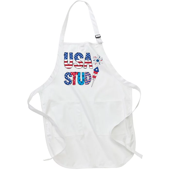 USA Stud 4th Of July Firework Cute Full-Length Apron With Pocket