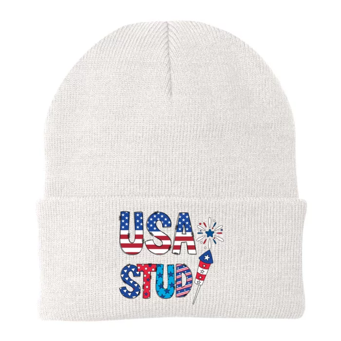 USA Stud 4th Of July Firework Cute Knit Cap Winter Beanie