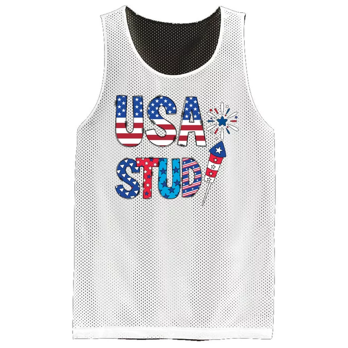 USA Stud 4th Of July Firework Cute Mesh Reversible Basketball Jersey Tank