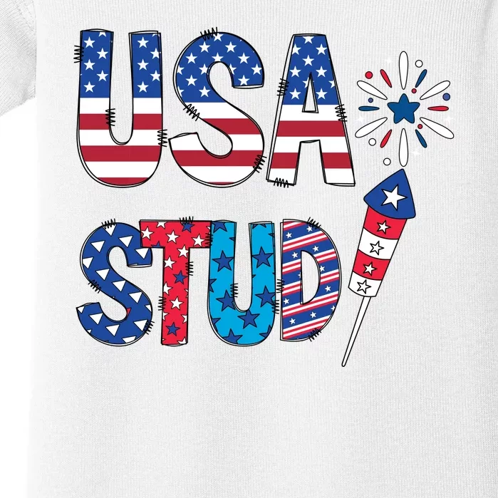 USA Stud 4th Of July Firework Cute Baby Bodysuit