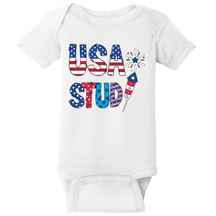 USA Stud 4th Of July Firework Cute Baby Bodysuit