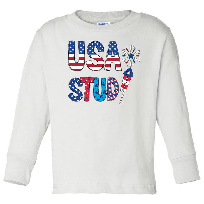 USA Stud 4th Of July Firework Cute Toddler Long Sleeve Shirt