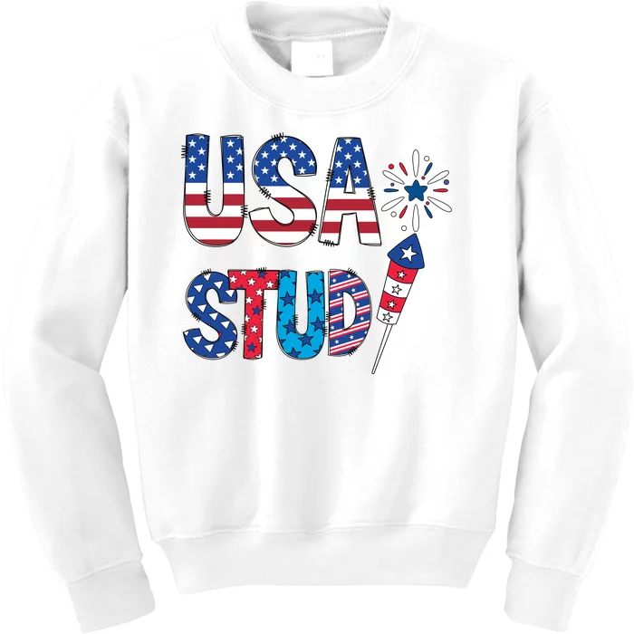 USA Stud 4th Of July Firework Cute Kids Sweatshirt