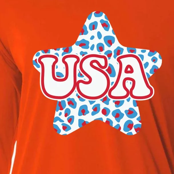 USA Star 4th Of July Festive Holiday Cooling Performance Long Sleeve Crew