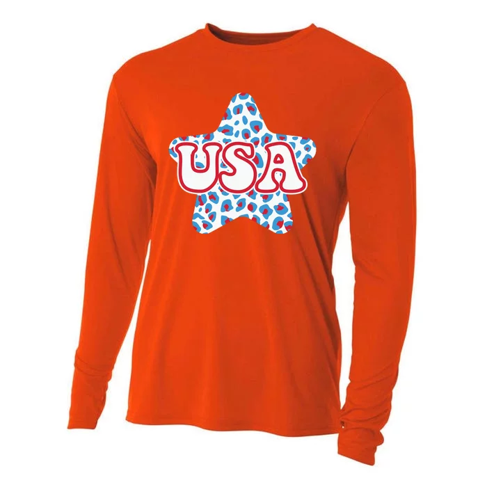 USA Star 4th Of July Festive Holiday Cooling Performance Long Sleeve Crew