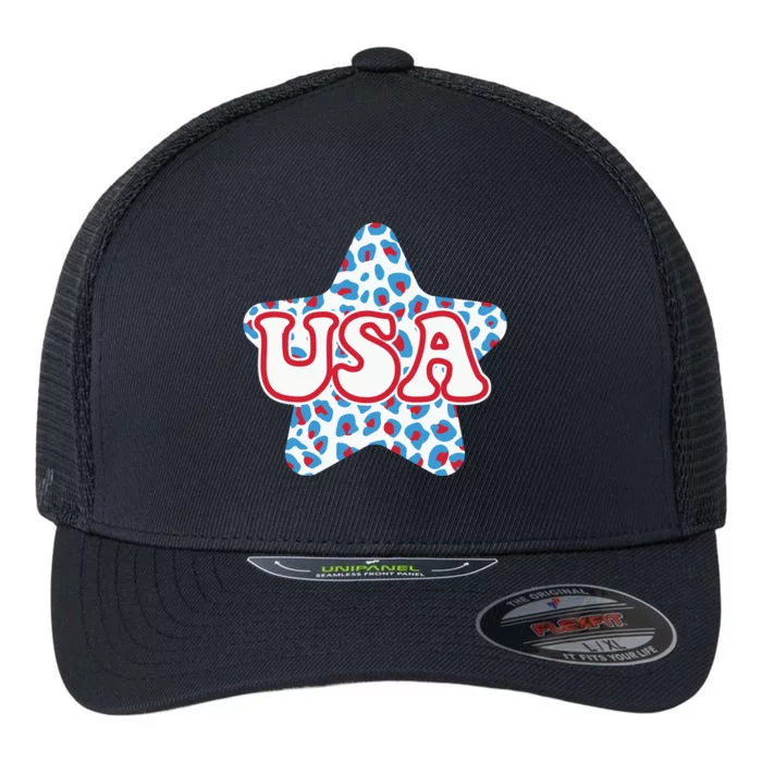 USA Star 4th Of July Festive Holiday Flexfit Unipanel Trucker Cap