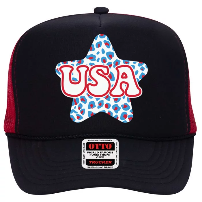 USA Star 4th Of July Festive Holiday High Crown Mesh Trucker Hat