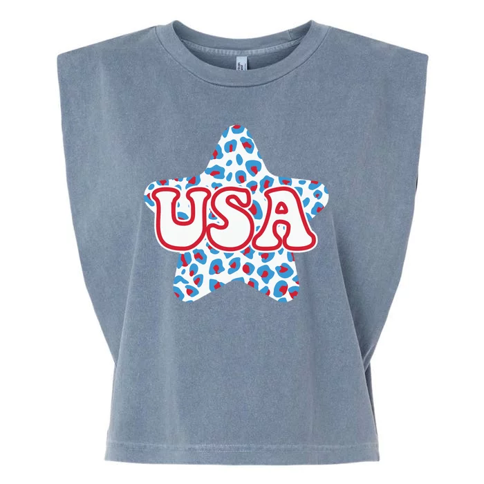 USA Star 4th Of July Festive Holiday Garment-Dyed Women's Muscle Tee