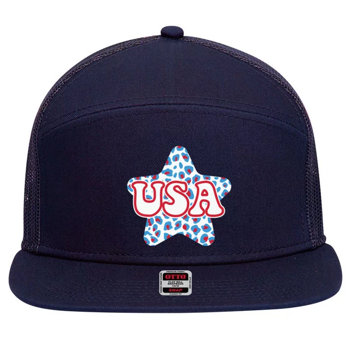 USA Star 4th Of July Festive Holiday 7 Panel Mesh Trucker Snapback Hat