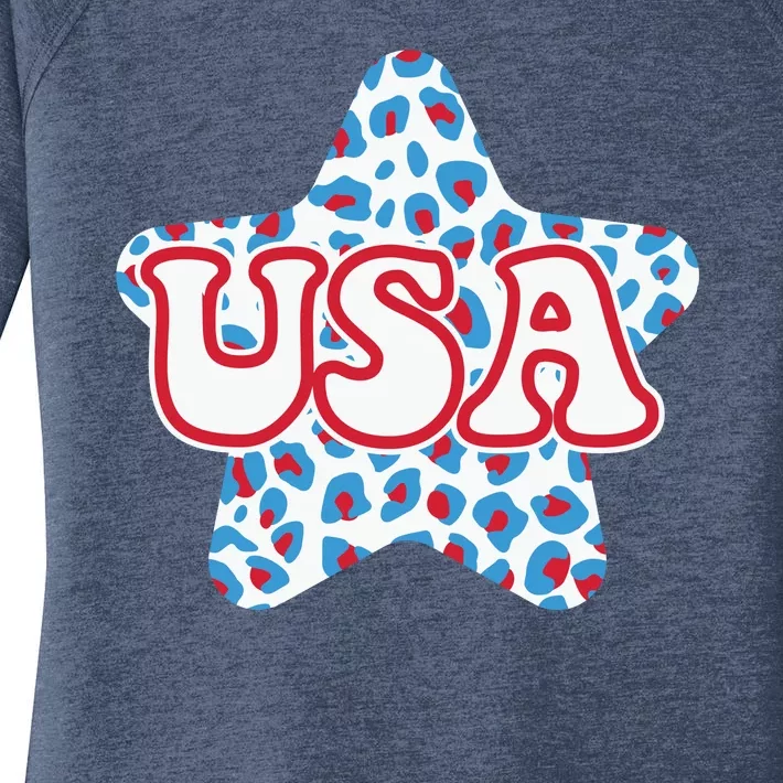 USA Star 4th Of July Festive Holiday Women's Perfect Tri Tunic Long Sleeve Shirt