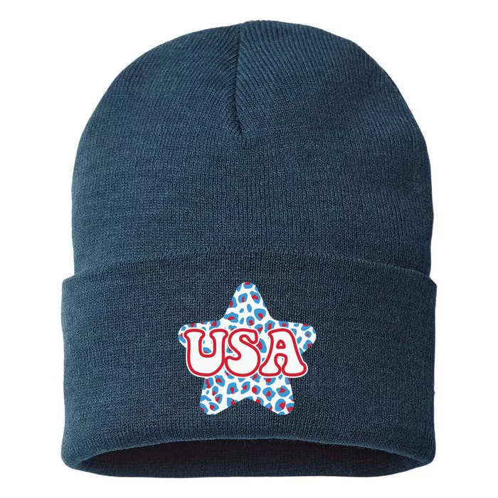 USA Star 4th Of July Festive Holiday Sustainable Knit Beanie