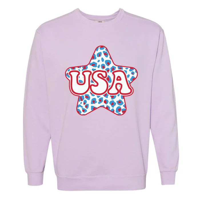 USA Star 4th Of July Festive Holiday Garment-Dyed Sweatshirt