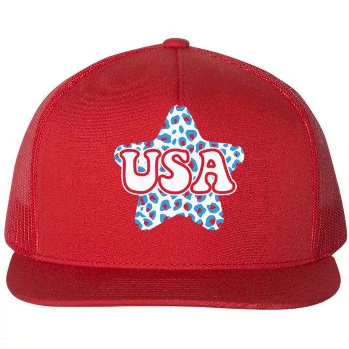 USA Star 4th Of July Festive Holiday Flat Bill Trucker Hat