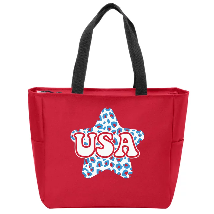 USA Star 4th Of July Festive Holiday Zip Tote Bag