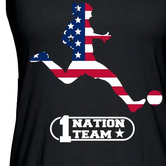 USA 1 Nation Soccer Team Ladies Essential Flowy Tank